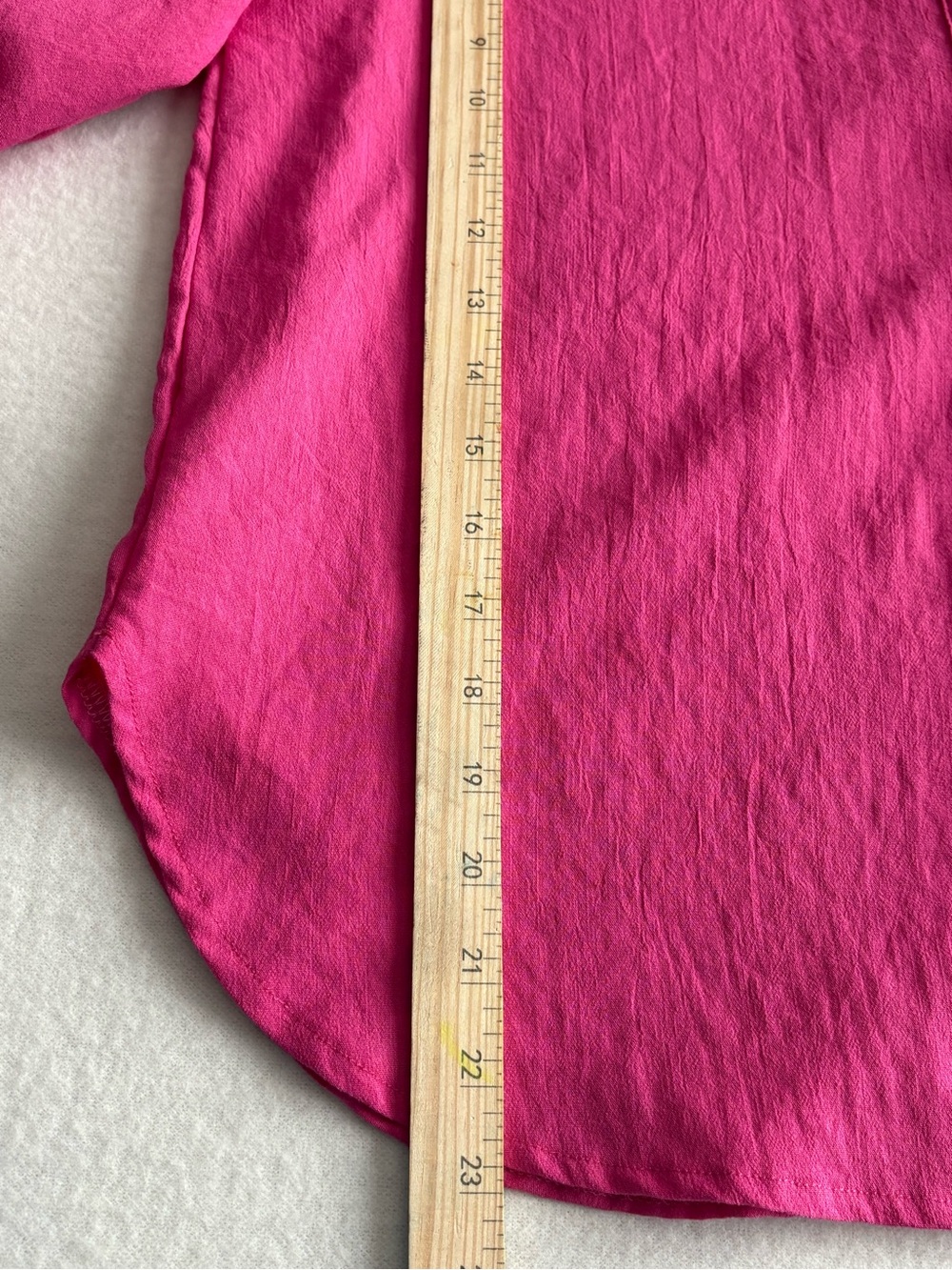Fuchsia Button-Front Collared Blouse - Picture 9 of 9